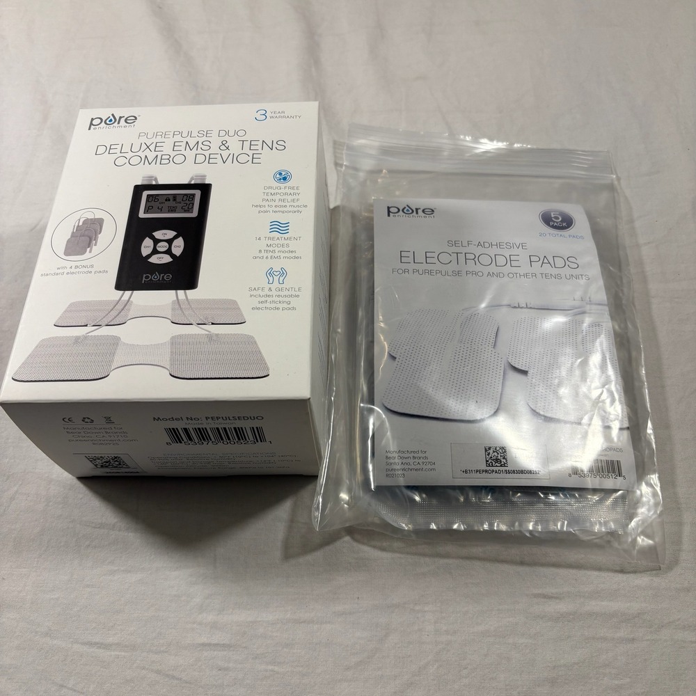 Pure Enrichment PurePulse Duo Deluxe EMS & TENS Combo Device New